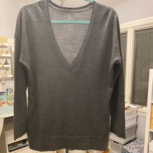 JJill gray merino wool v-neck sweater